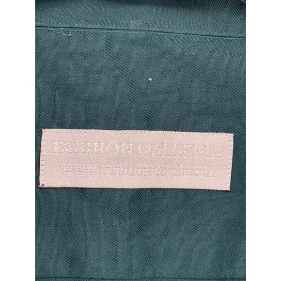 FASHION GALERIA Men's Dark Green Short Sleeve Button-Up Regular-Fit Shirt SZ M - Picture 5 of 8